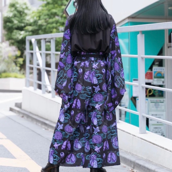 Japanese unisex samurai wide pants hakama goth trousers Japan size S m acdc rag - Picture 5 of 12